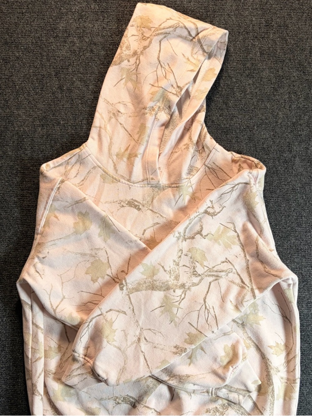 Light Pink Marble-Print Hooded Women's Sweater